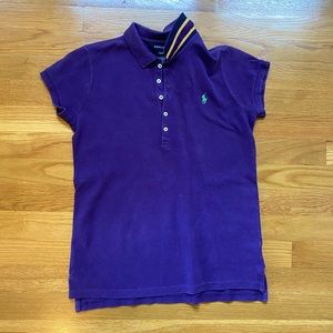 Ralph Lauren Girls Purple Polo w/Contrast Collar